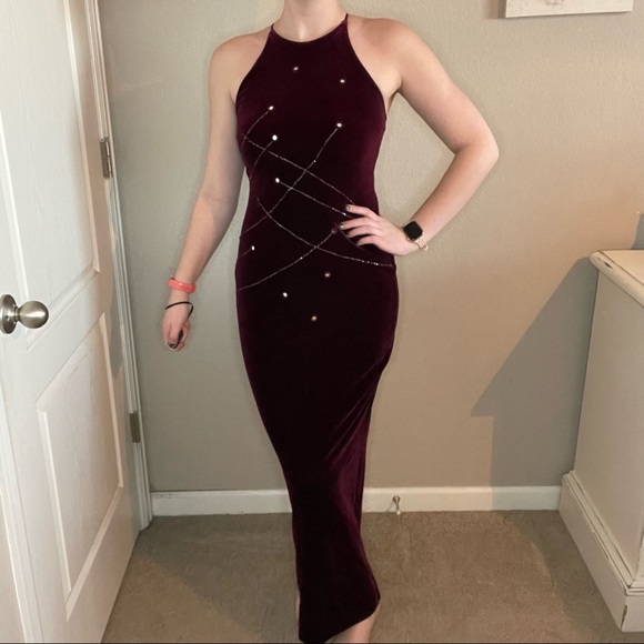 Velvet Mirror Appliqué Crossback Maxi Dress - Picture 2 of 9